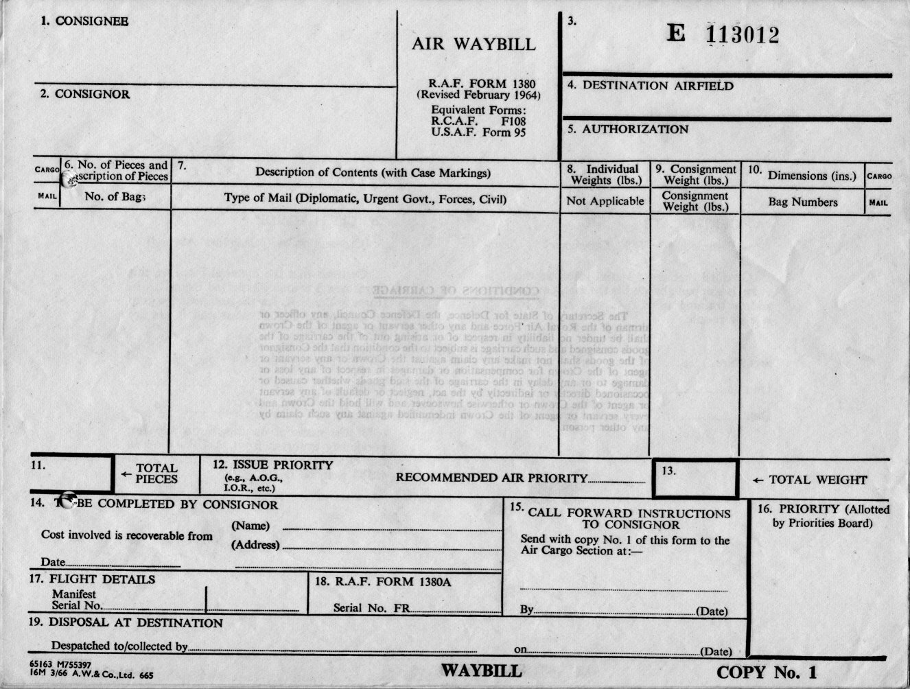 old waybill